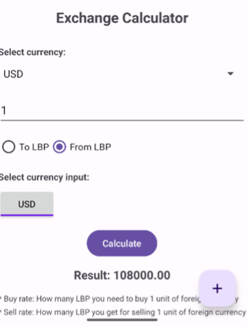 Exchange Calculator with result