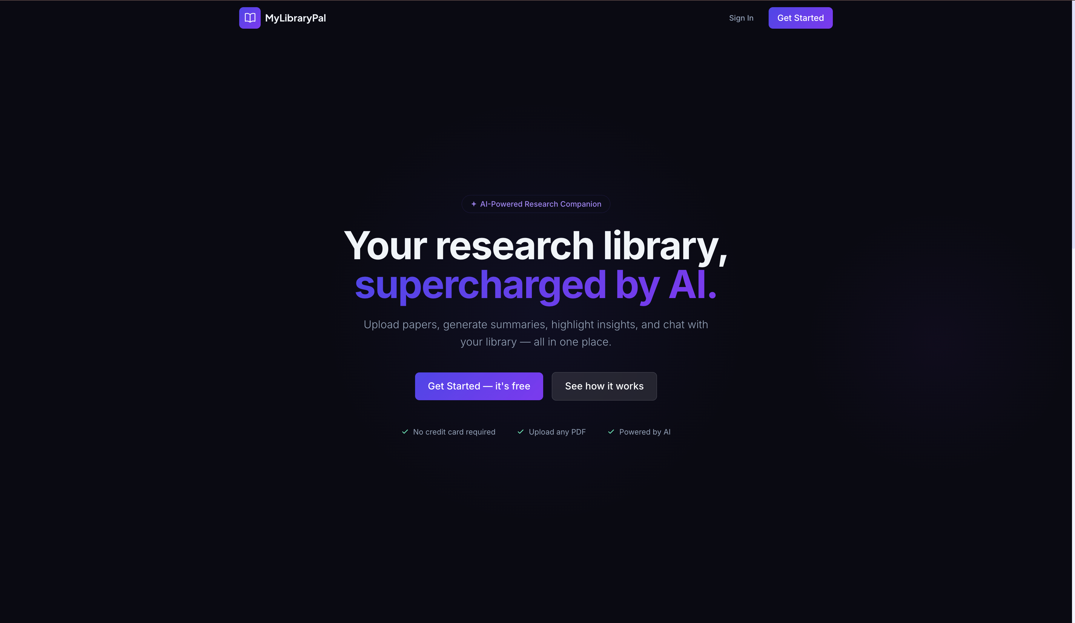 MyLibraryPal landing page
