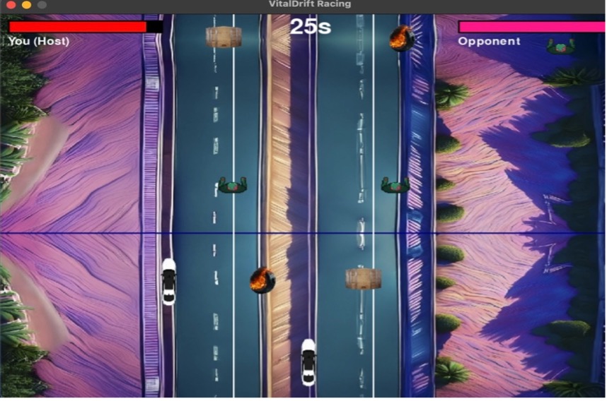 In-game obstacles — barrels, hazards, traffic